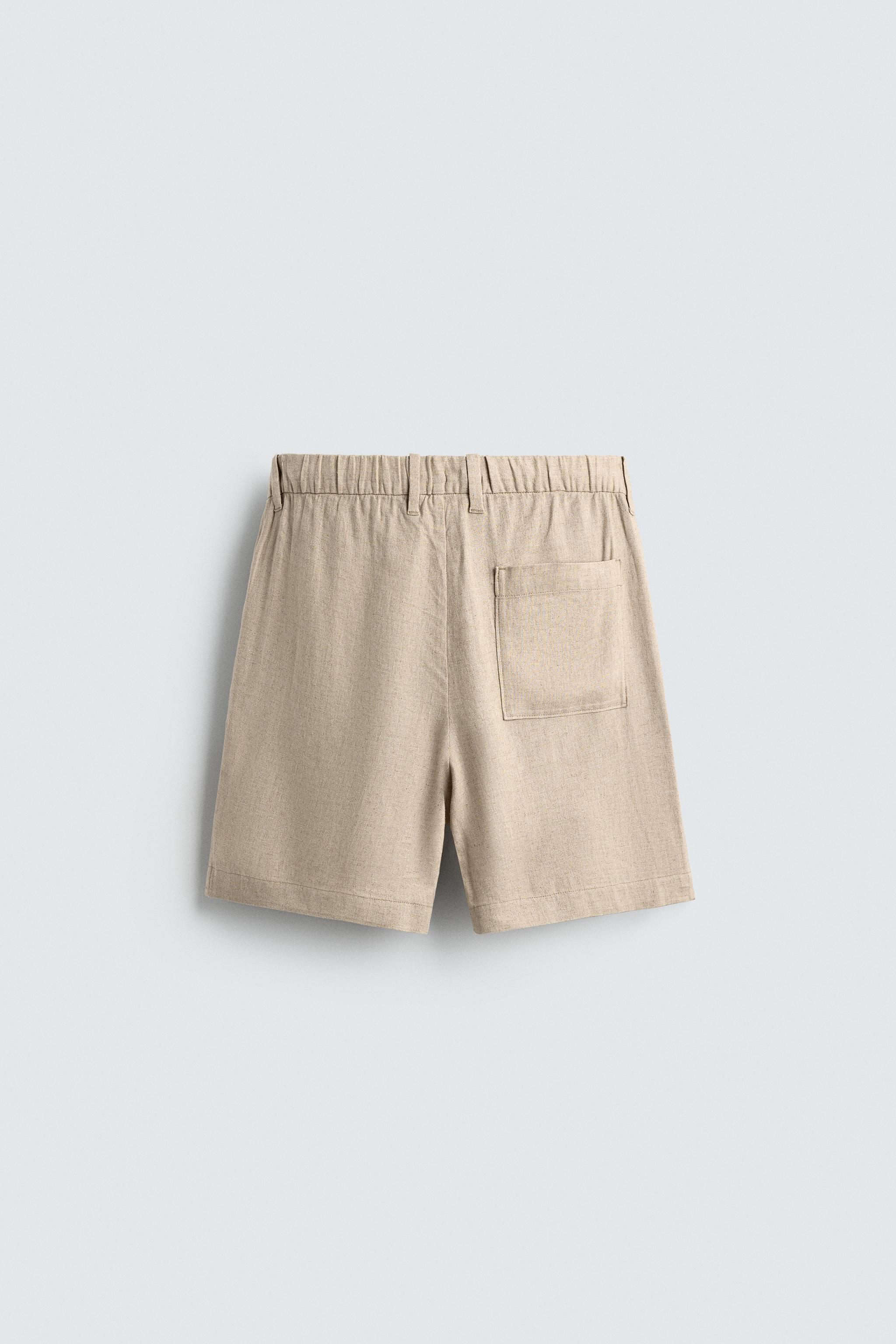 RELAXED FIT LINEN BLEND SHORTS